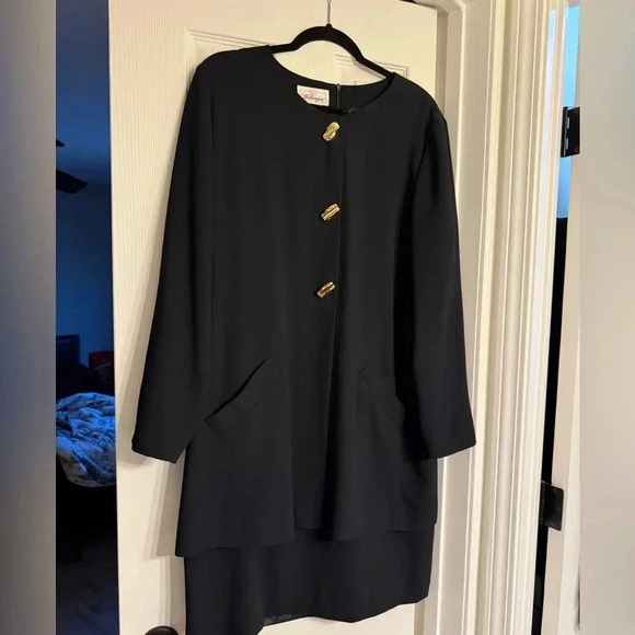 Worthington Black Dress With Gold Buttons Vintage Size 14 - Picture 4 of 5